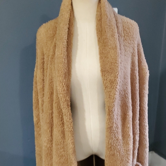 Barefood Dreams Cozy Tan Fleece Long  Robe - Picture 7 of 9